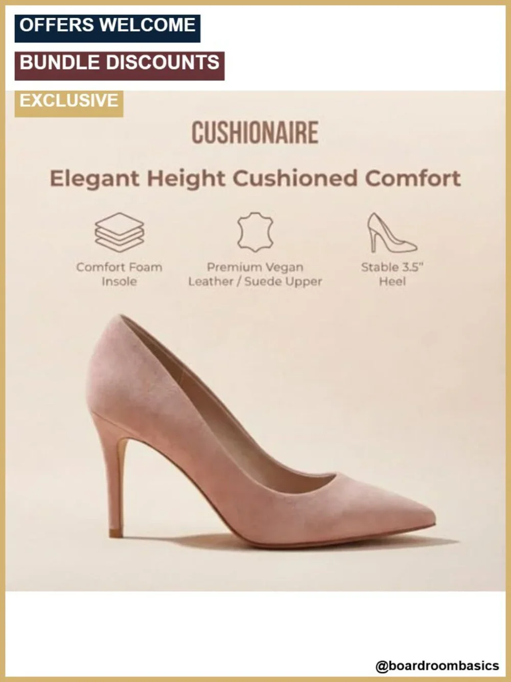 Cushioned Pointed Toe Pump Heels with Memory Foam, 3.5 inch